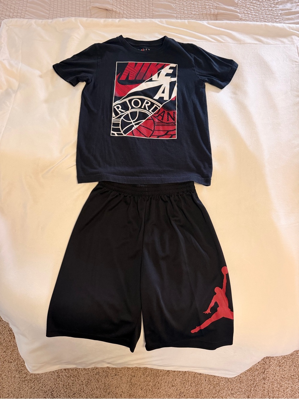 Nike Jordan Black Tee & Shorts Set with Red Accents